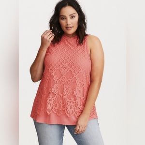 NWT: Torrid Crochet Mock Neck Tank Top